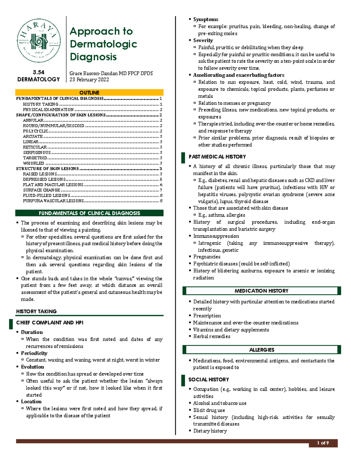 3.54 [ Derma] Approach to Dermatologic Diagnosis - 3. DERMATOLOGY ...