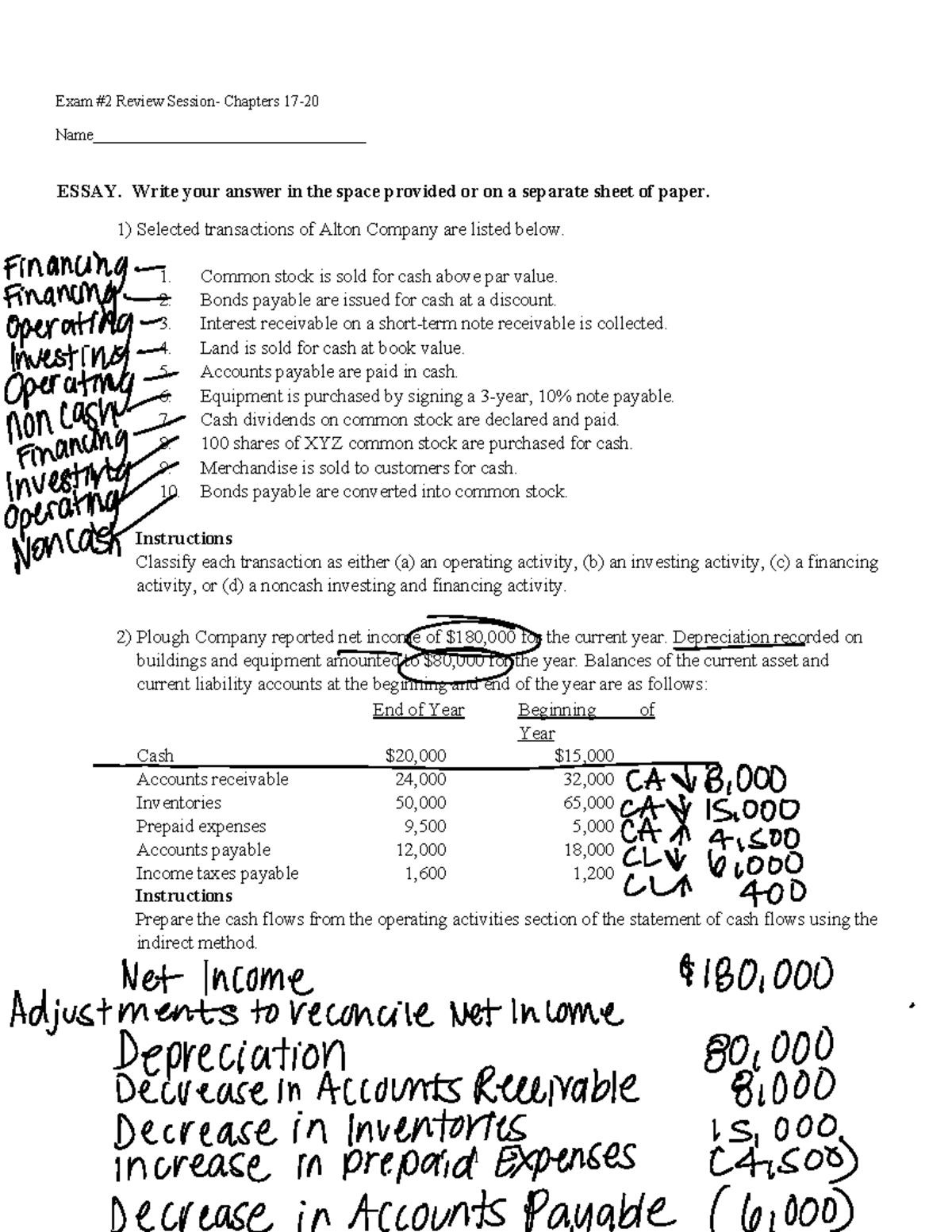 Exam 2 Review Pt 2 - 1 Exam #2 Review Session- Chapters 17- Name