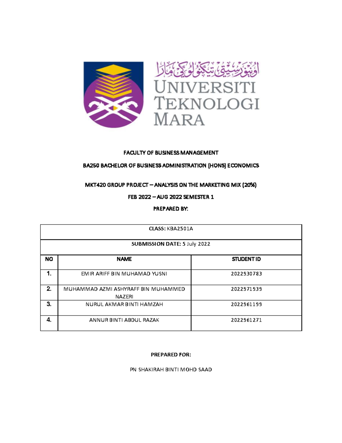 mkt420 group assignment 3