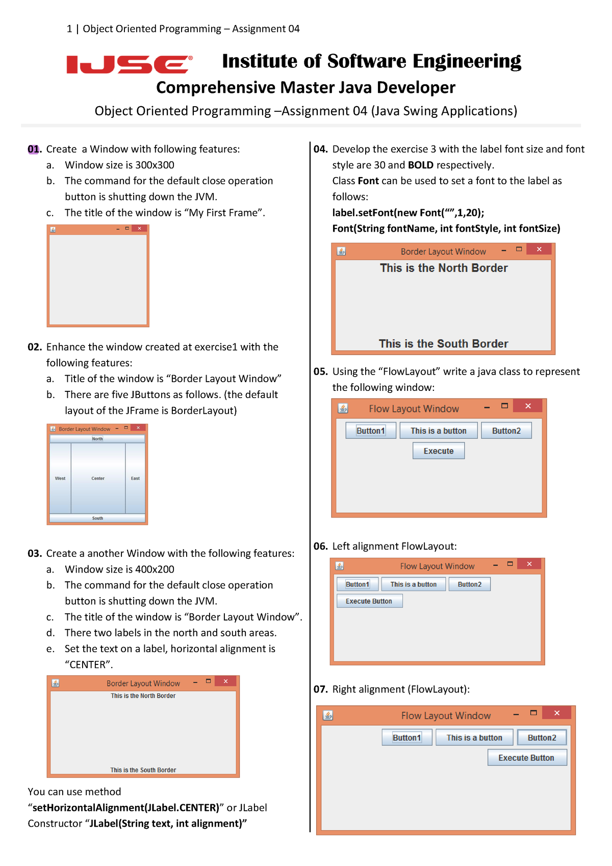 java swing assignment