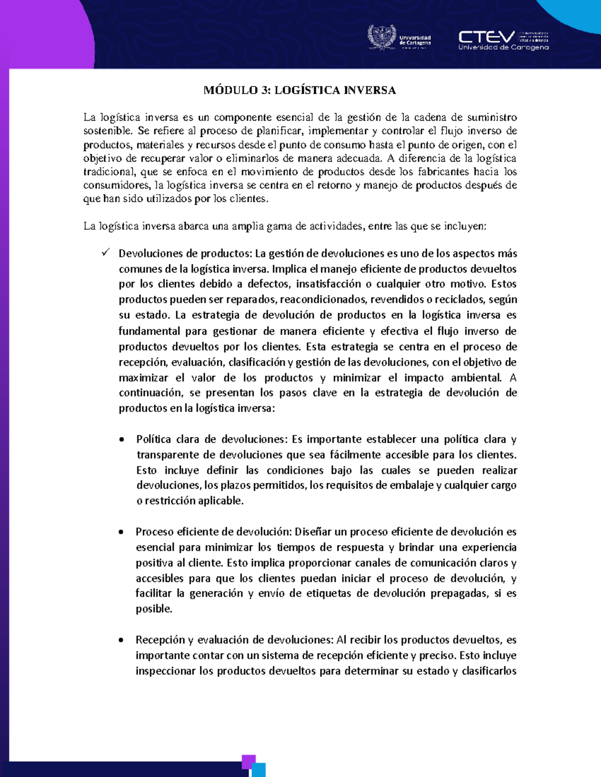 Modulo 3 Seminario Logística - MÓDULO 3: LOGÍSTICA INVERSA La logística ...