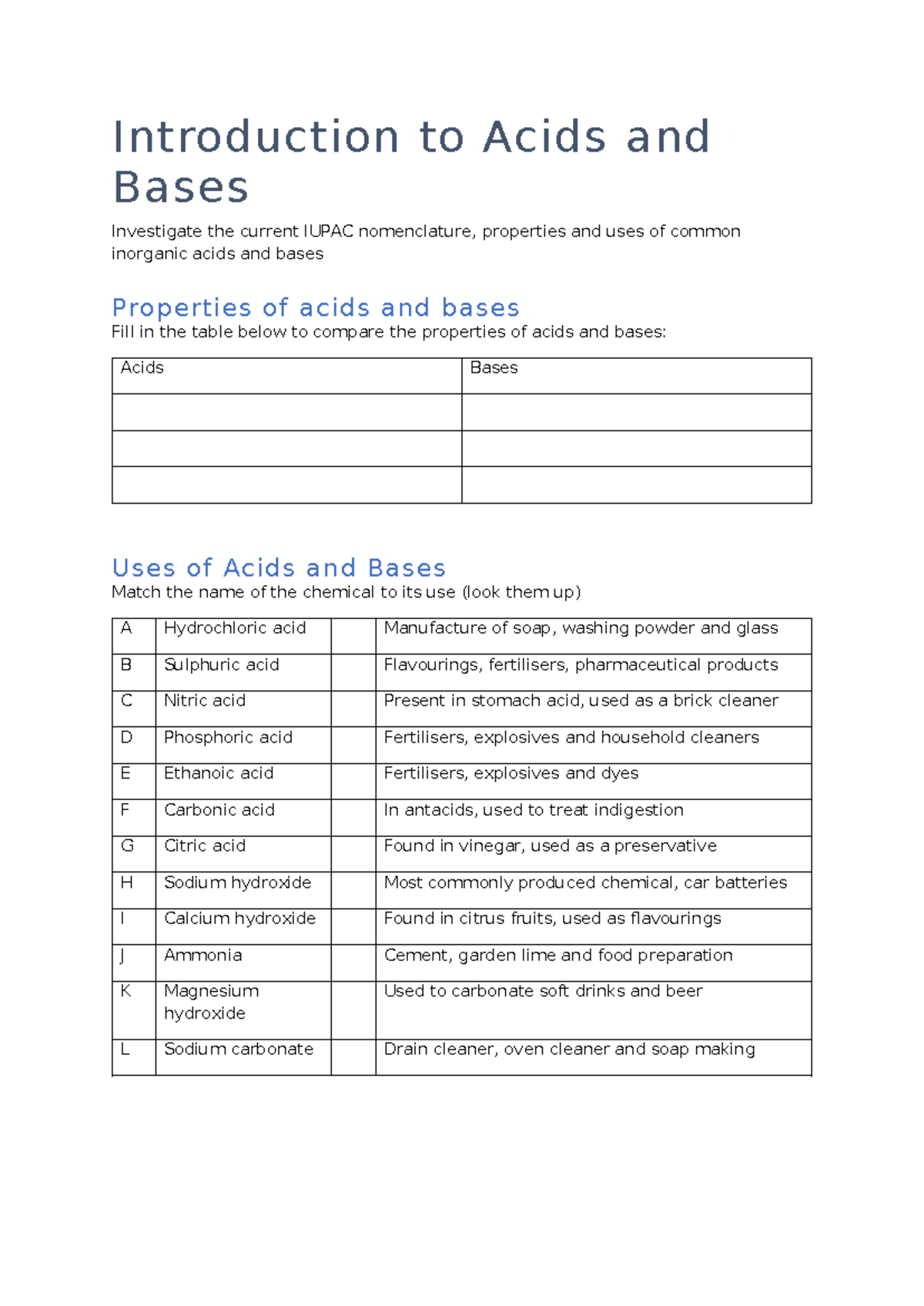 1 Introduction to Acids and Bases - Introduction to Acids and Bases ...