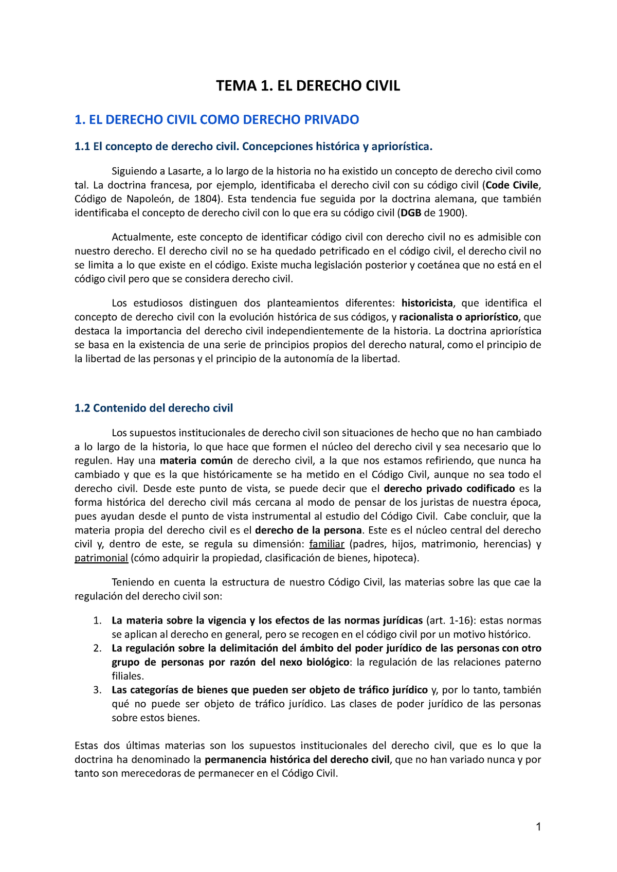 Apuntes Civil 2 Tema 1 El Derecho Civil 1 El Derecho Civil Como Derecho Privado 1 El 0286