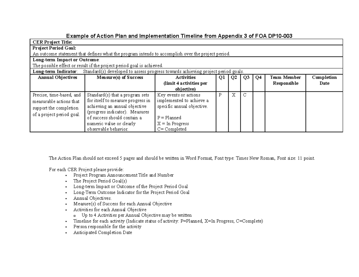 2009 foa-appendix 3 - QQQ - Example of Action Plan and Implementation ...