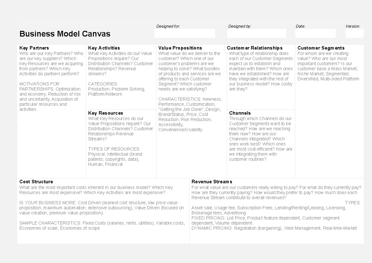 BMC template - Neos Chronos Business Model Canvas Word Designed for ...