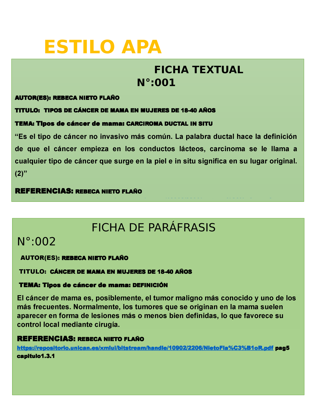 Fichas Bibliograficas - ESTILO APA FICHA TEXTUAL N°: AUTOR(ES): REBECA  NIETO FLAÑO TITULO: TIPOS DE - Studocu