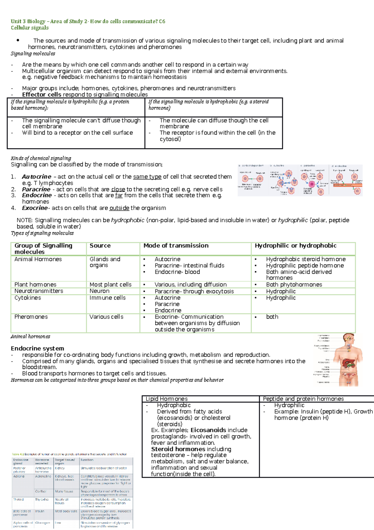 Bio U3A2 compiled notes - Unit 3 Biology – Area of Study 2- How do ...