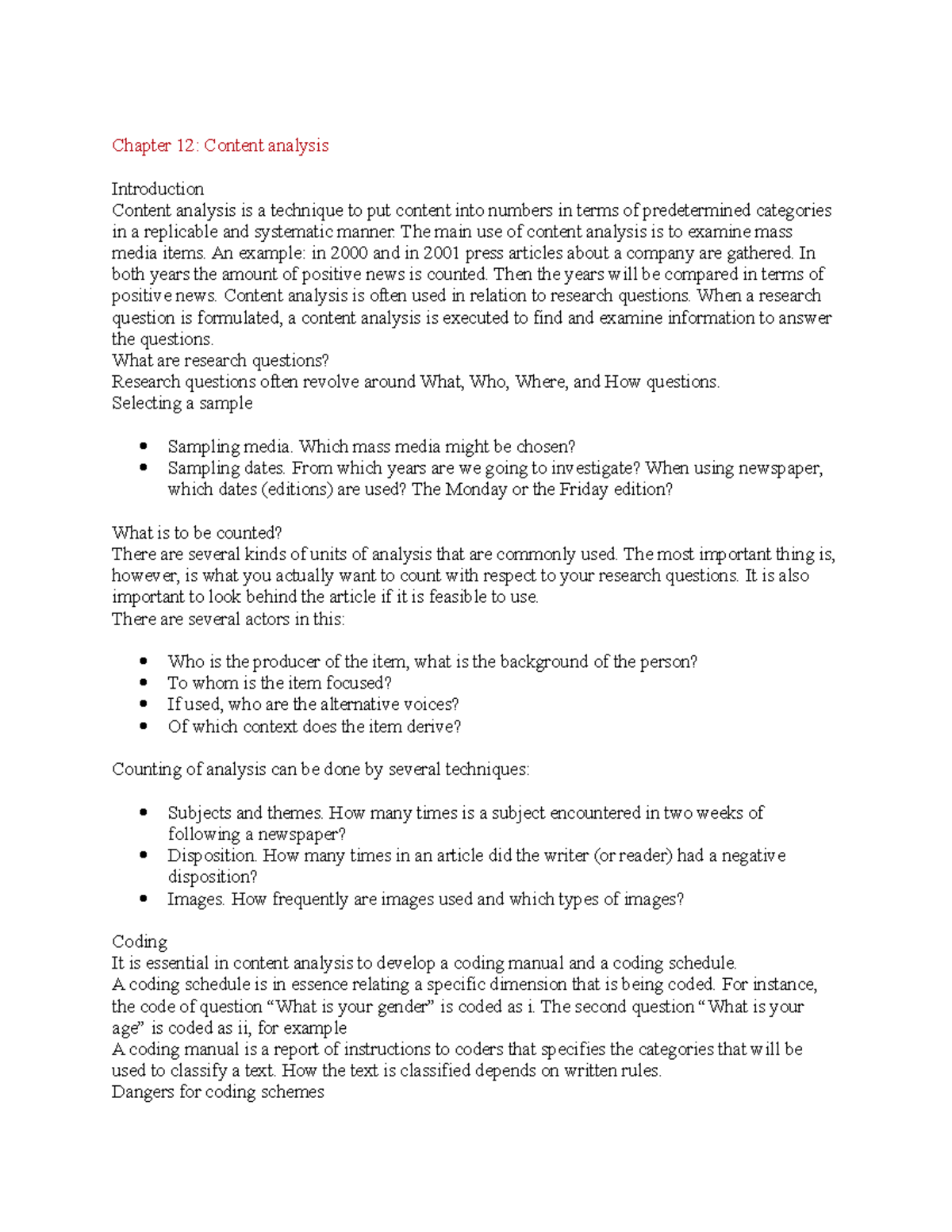 Chapter 12 Content analysis - Chapter 12: Content analysis Introduction ...