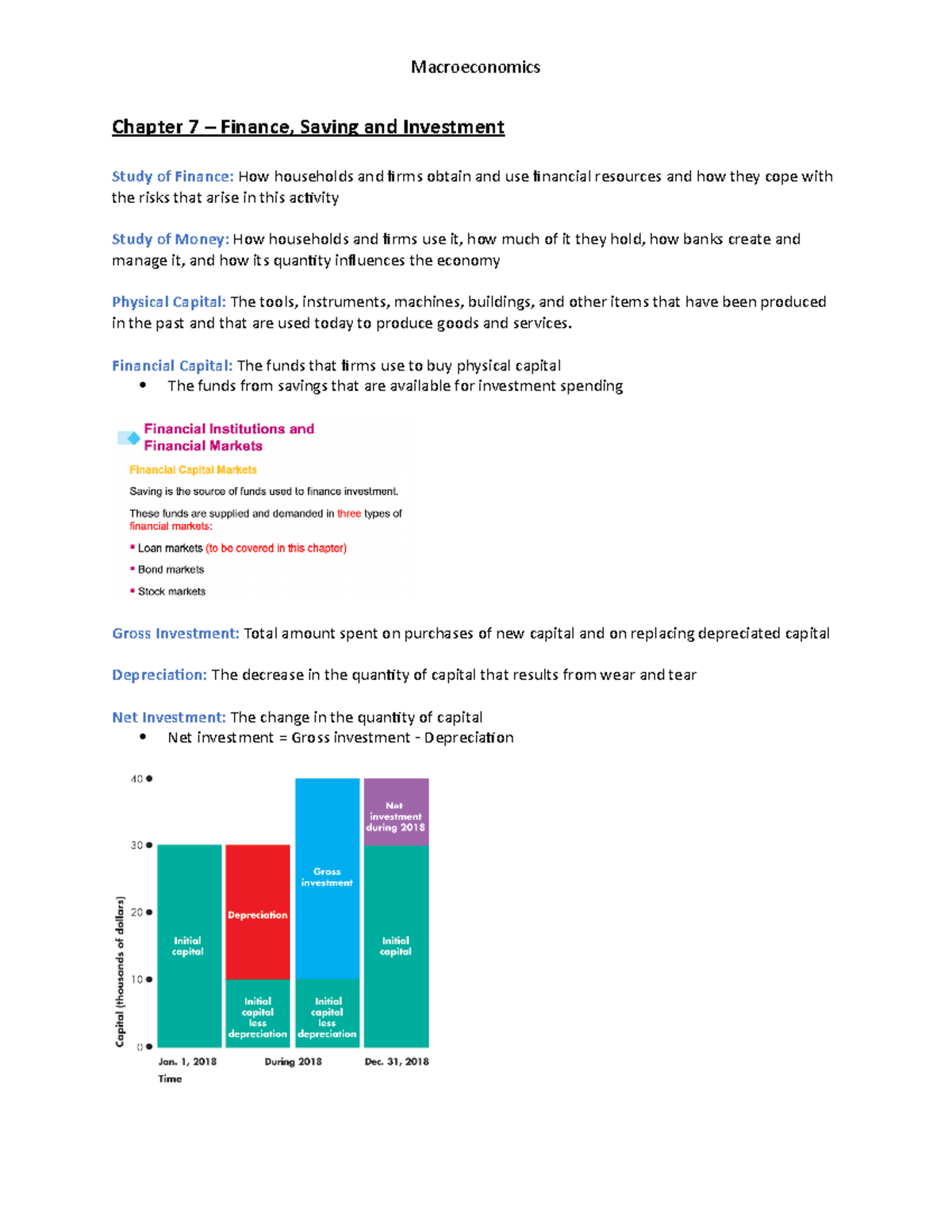 Chapter 7 - Notes - Macroeconomics Chapter 7 – Finance, Saving and ...