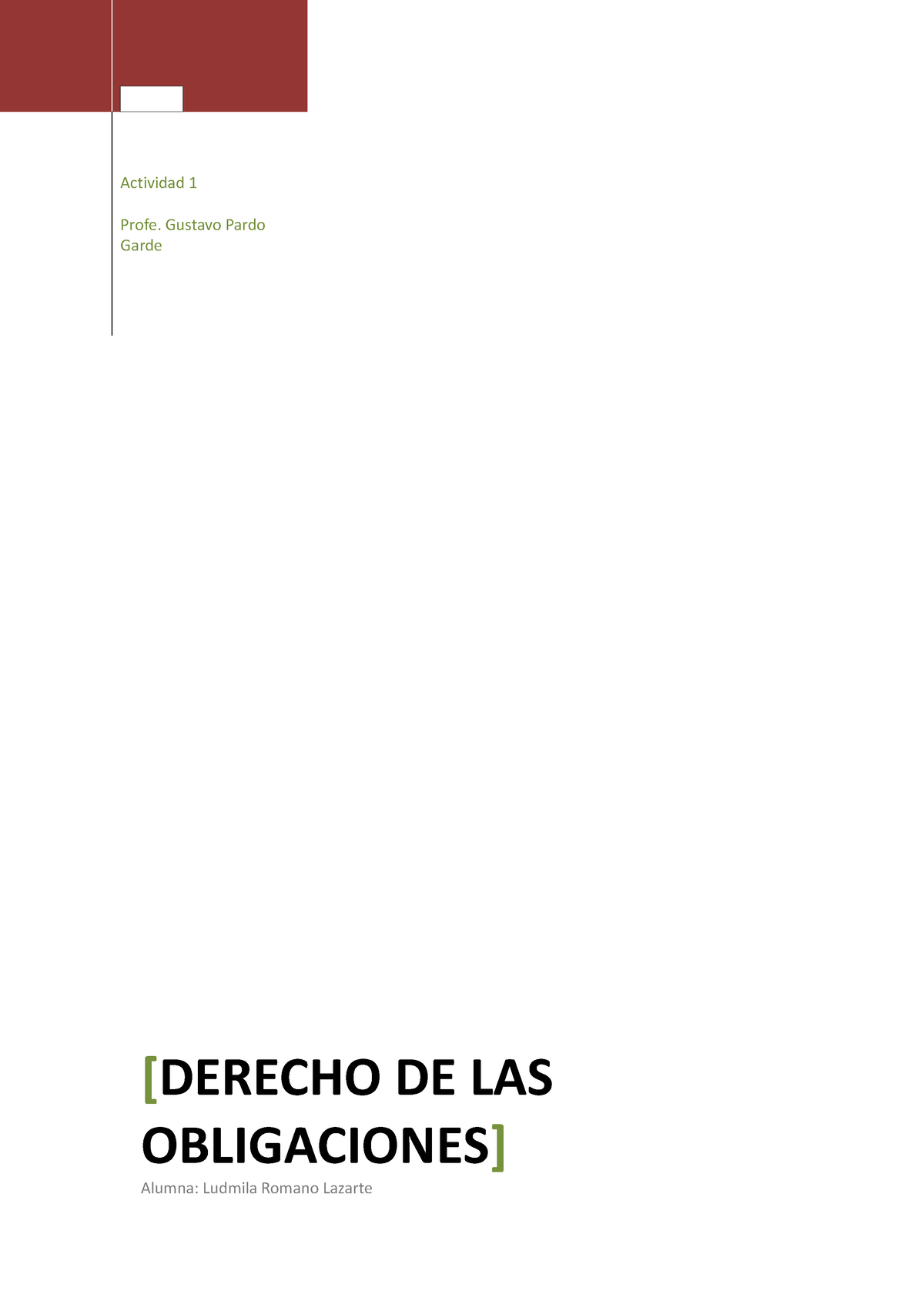 A1 Derecho De Las Obligaciones - Actividad 1 Profe. Gustavo Pardo Garde ...