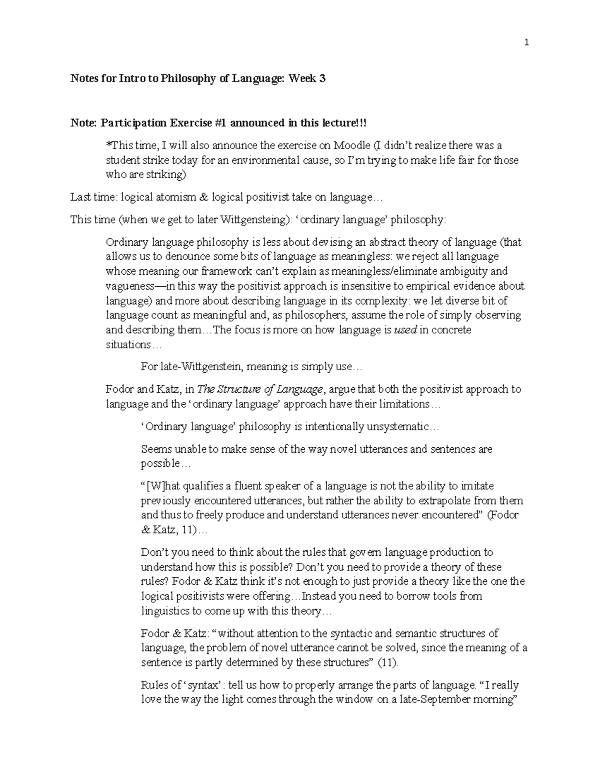 Week 3 Notes for Intro to Philosophy of Language - PHIL 216 - Concordia ...