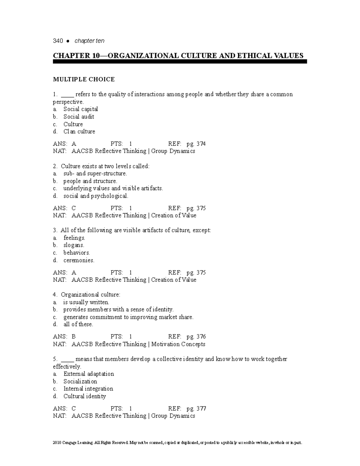 TB Chapter 10 - TESTBANK CH 10 - 340 Chapter Ten CHAPTER 10 ...