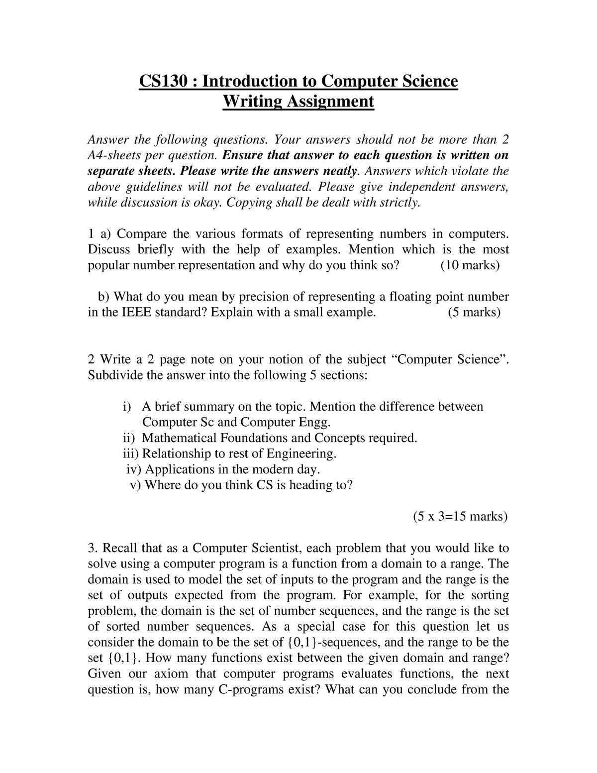 computer science assignment statement definition