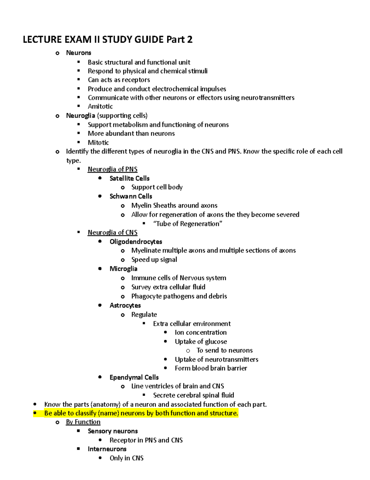 Lecture EXAM II Study Guide Part 2 - LECTURE EXAM II STUDY GUIDE Part 2 ...