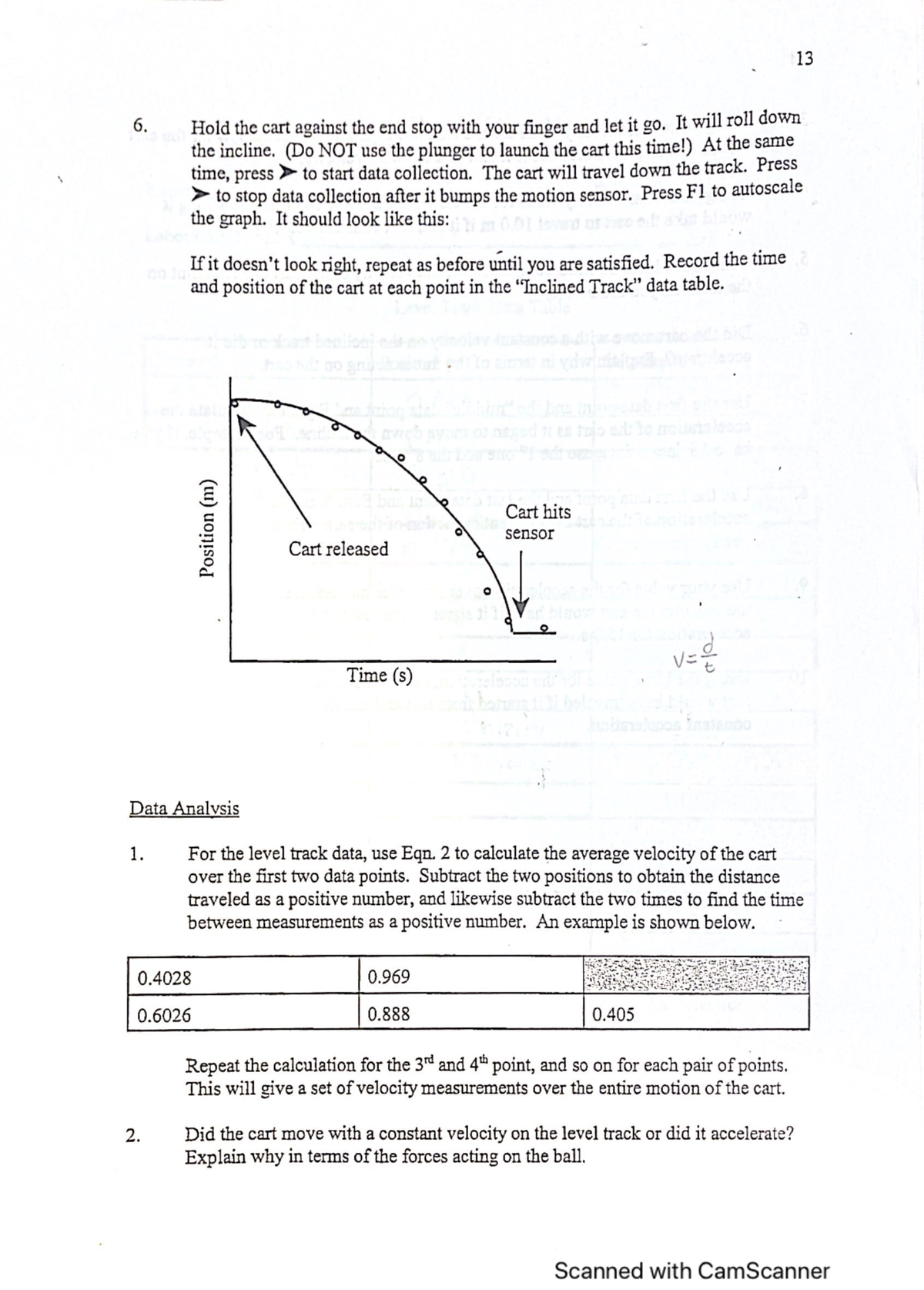Linear motion lab report PSCI 1100 Studocu