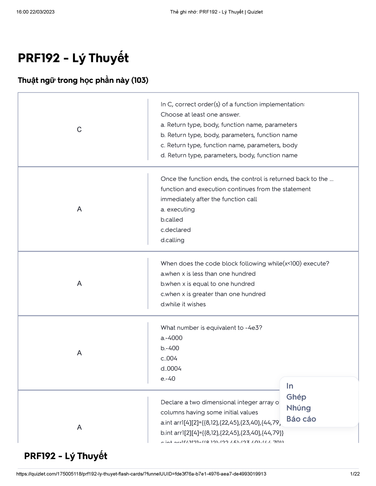 PRF192 - Code - PRF192 - Lý Thuyết Thuật Ngữ Trong Học Phần Này (103) C ...