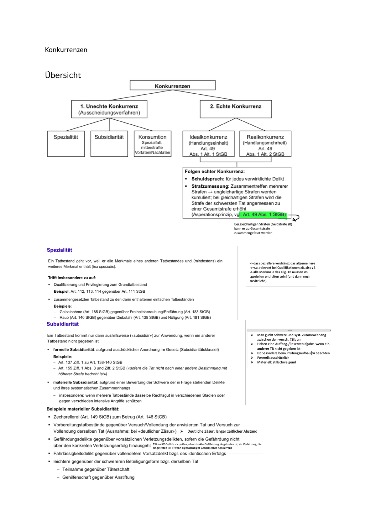 Konkurrenzen Strafrecht - Konkurrenzen Übersicht Vorgehensweise Prüfung ...