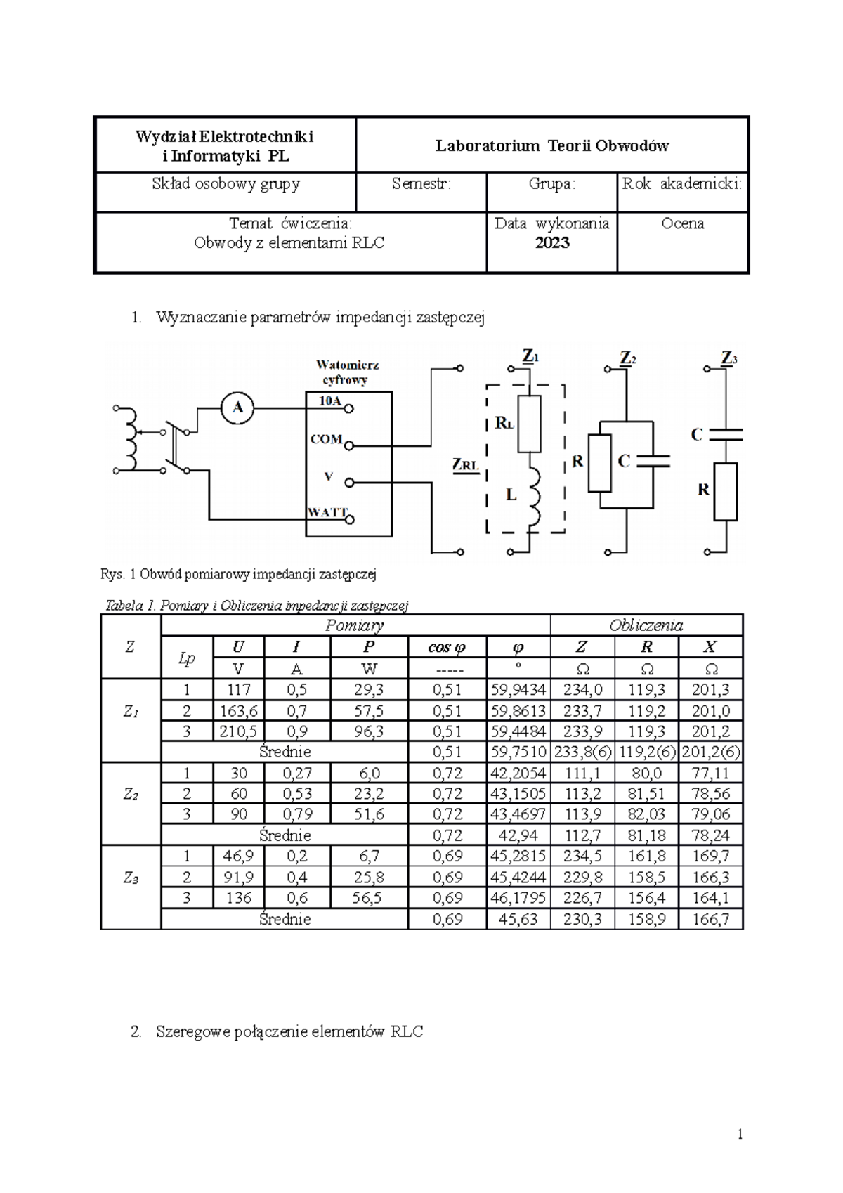 Teoria obwodow elektrycznych obwody z elementami rlc - Wydział ...