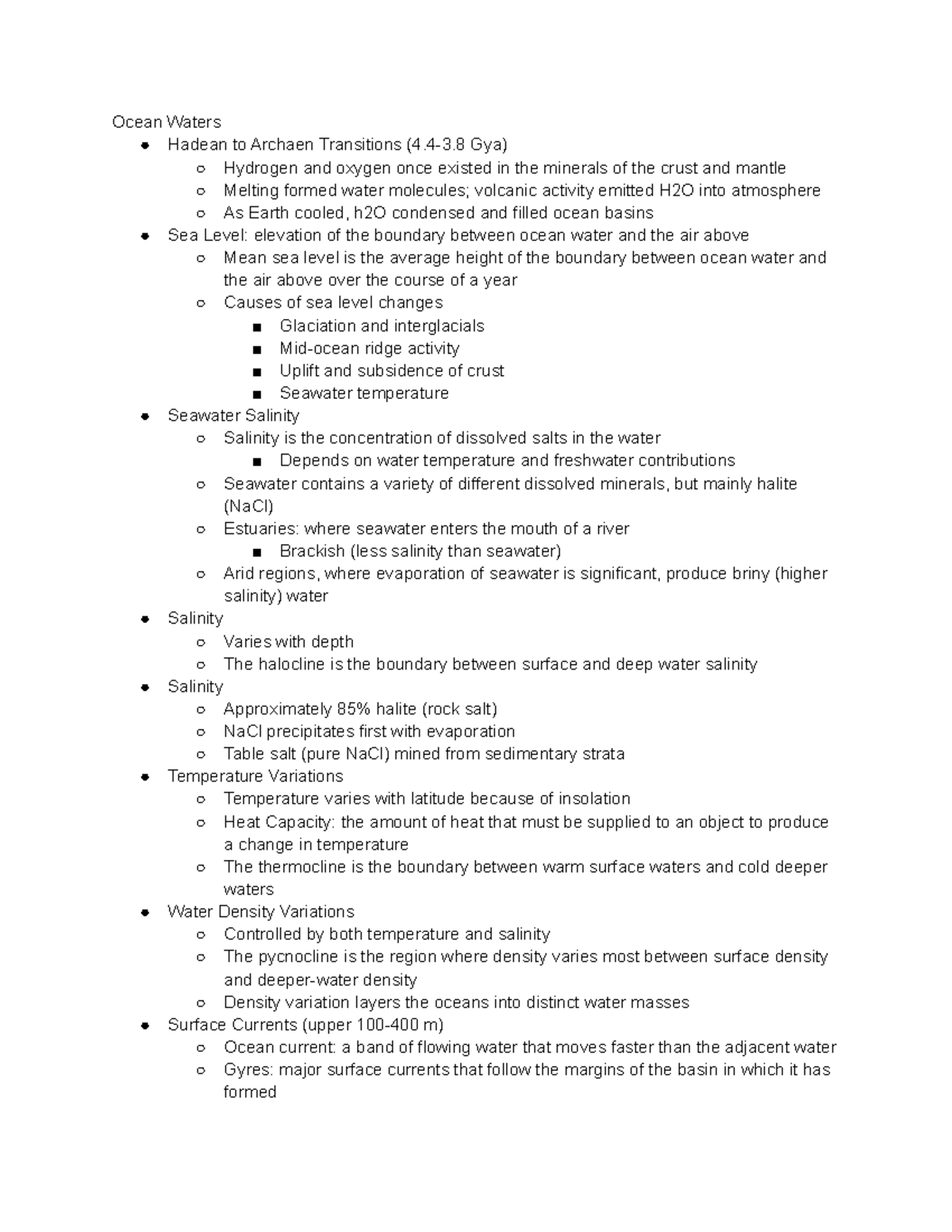 Chapter 15 - Lecture Notes based off of class and powerpoint - Ocean ...