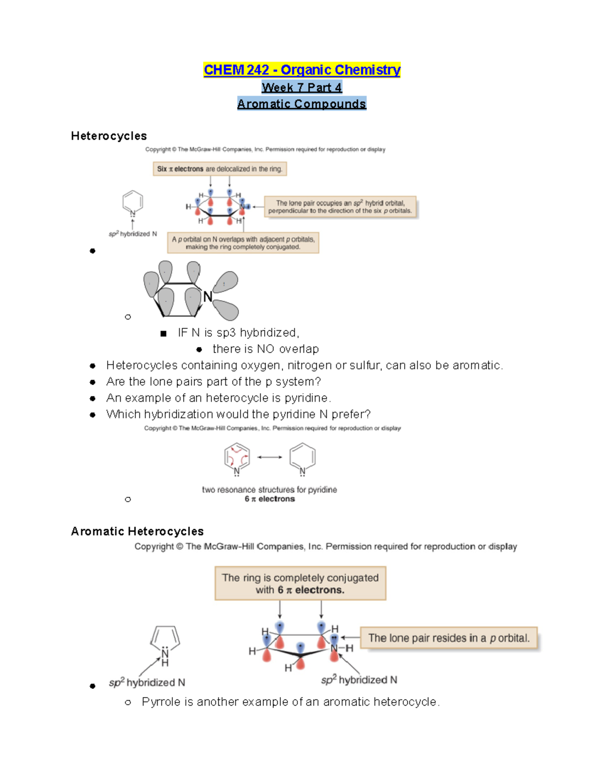 CHEM 242 Week 7 Lecture Notes Part 4 - Aromatic Compounds - CHEM 242 ...