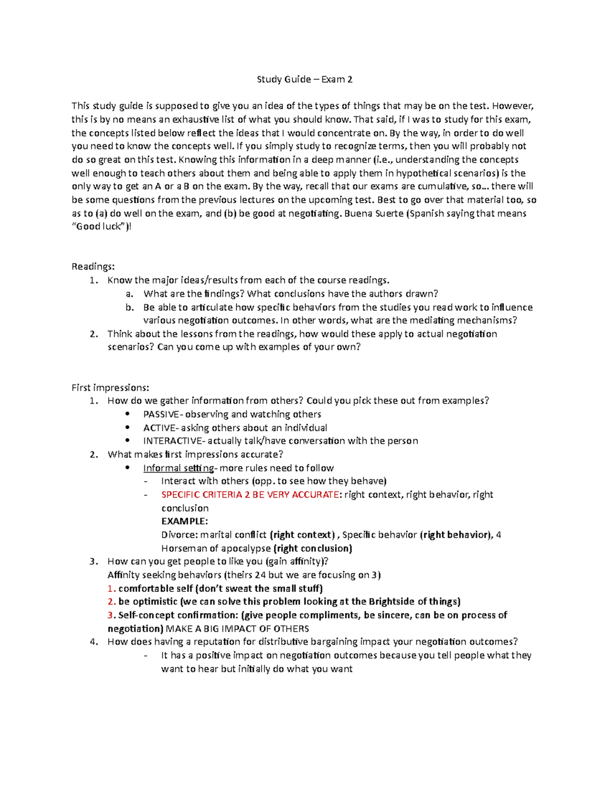 Study Guide Exam 2 COMM 421 - Study Guide – Exam 2 This study guide is ...