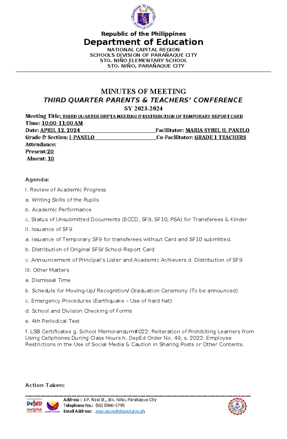 3RD- Quarter- Hrpta- Meeting- Atttendance- Agenda- April-12-2024 ...