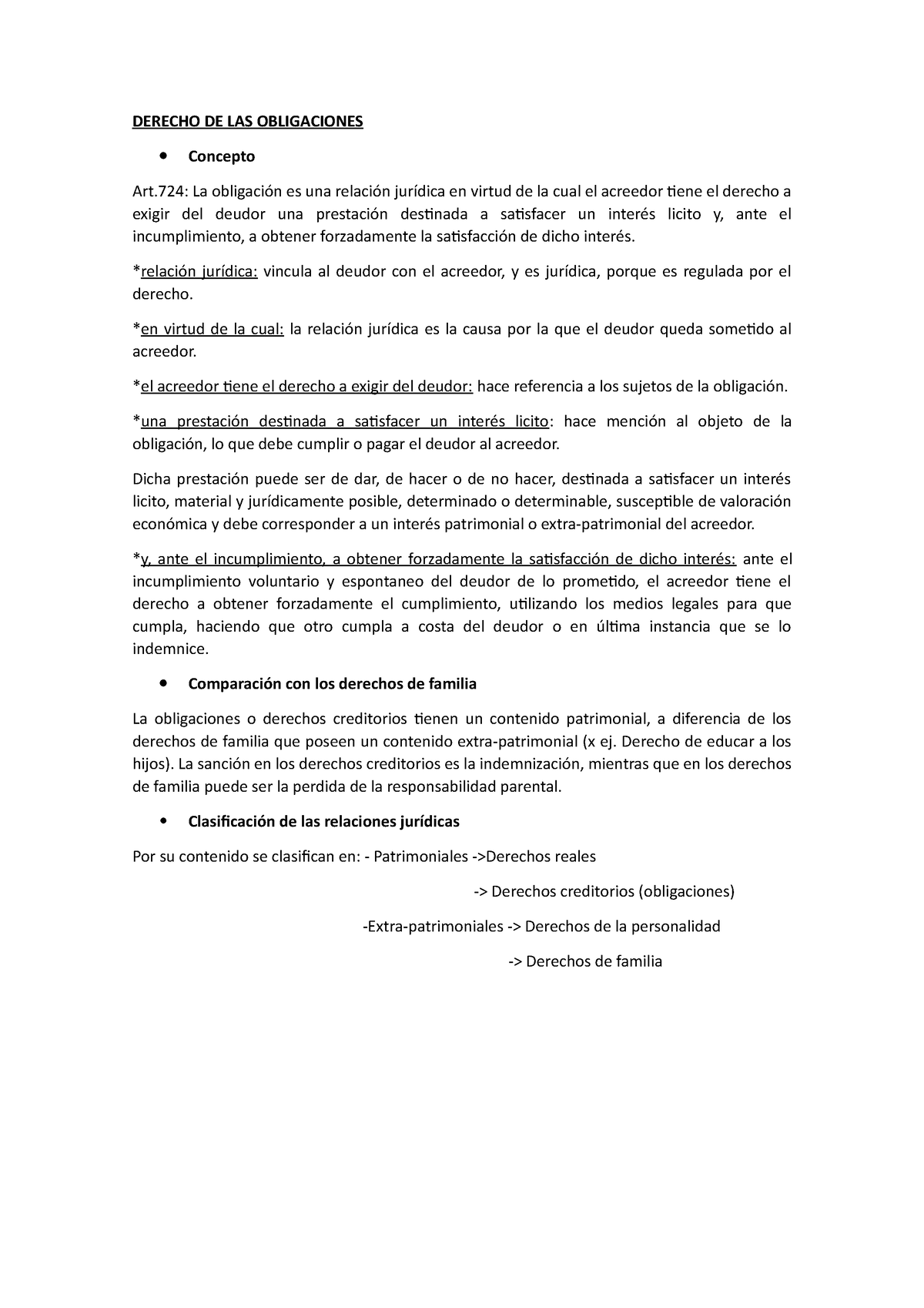 Derecho DE LAS Obligaciones 1 Parcial - DERECHO DE LAS OBLIGACIONES ...