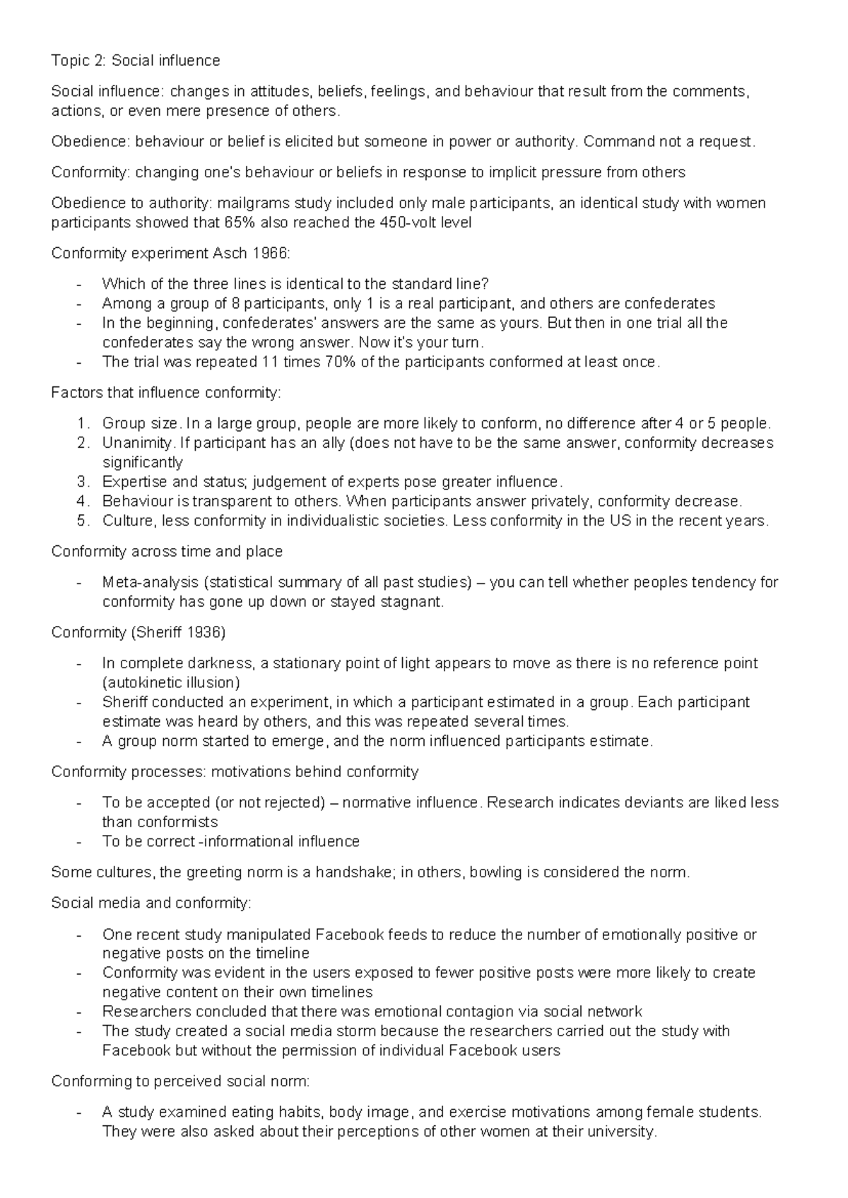 Social Pyschology Topic 2 - Topic 2: Social influence Social influence ...
