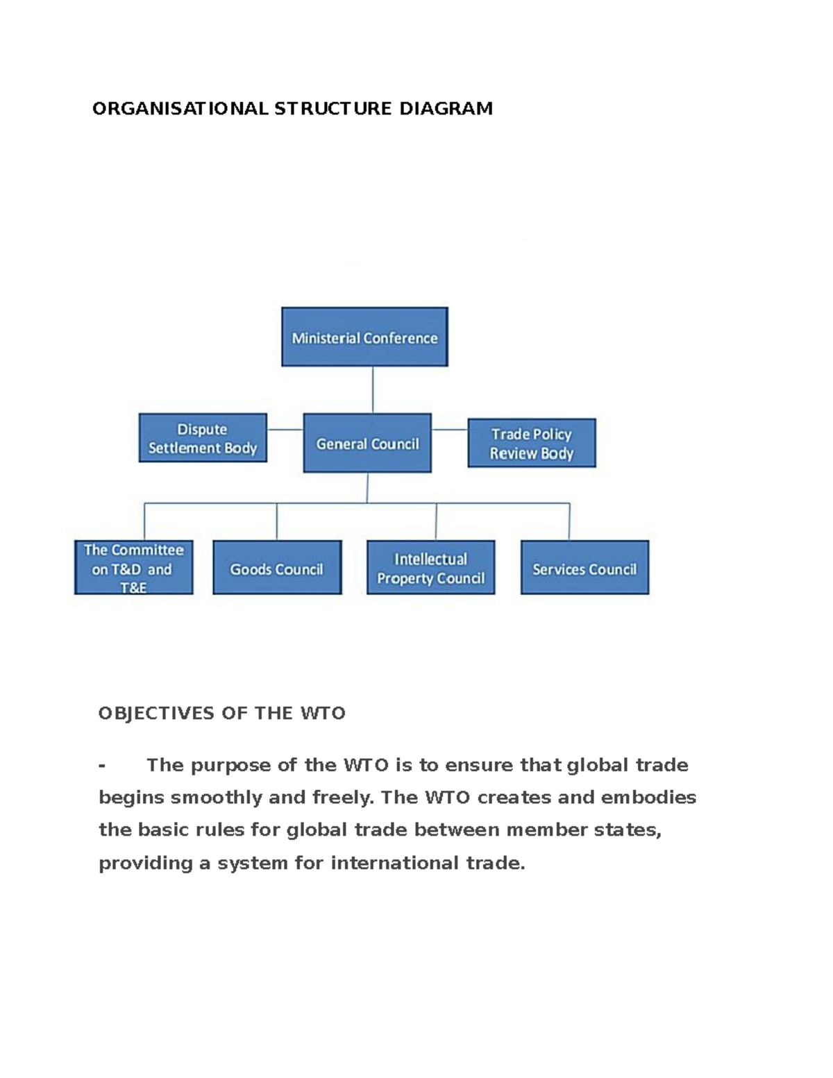 WTO Negotiation, functions, ORGANISATIONAL STRUCTURE DIAGRAM