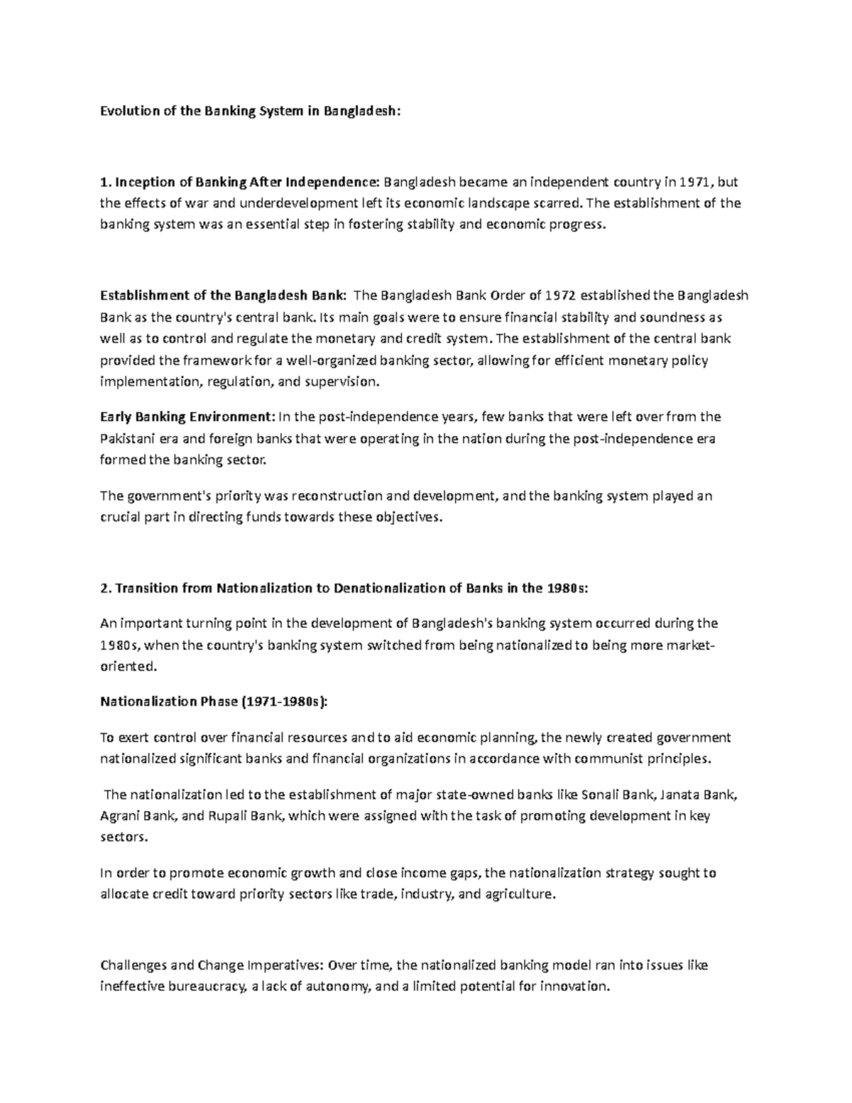 Banking System In Bangladesh Evolution Of The Banking System In