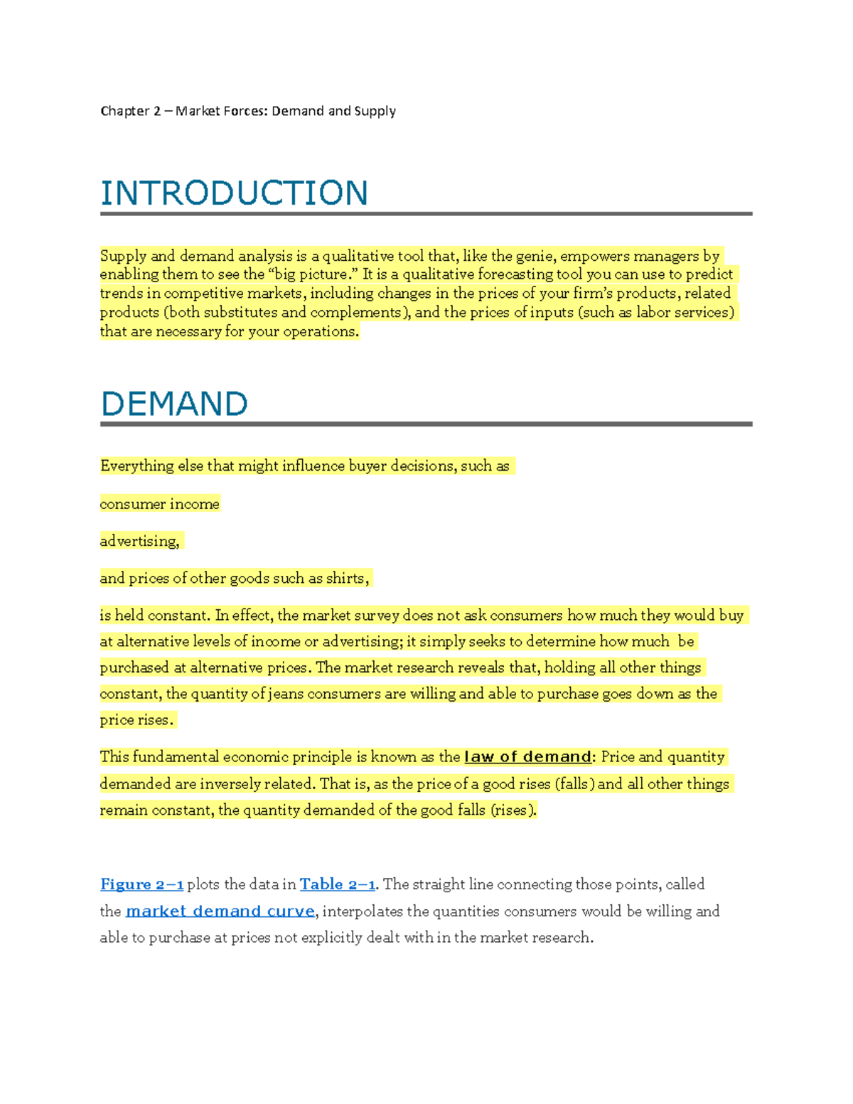 Chapter 2 - HERE - Chapter 2 – Market Forces: Demand and Supply ...