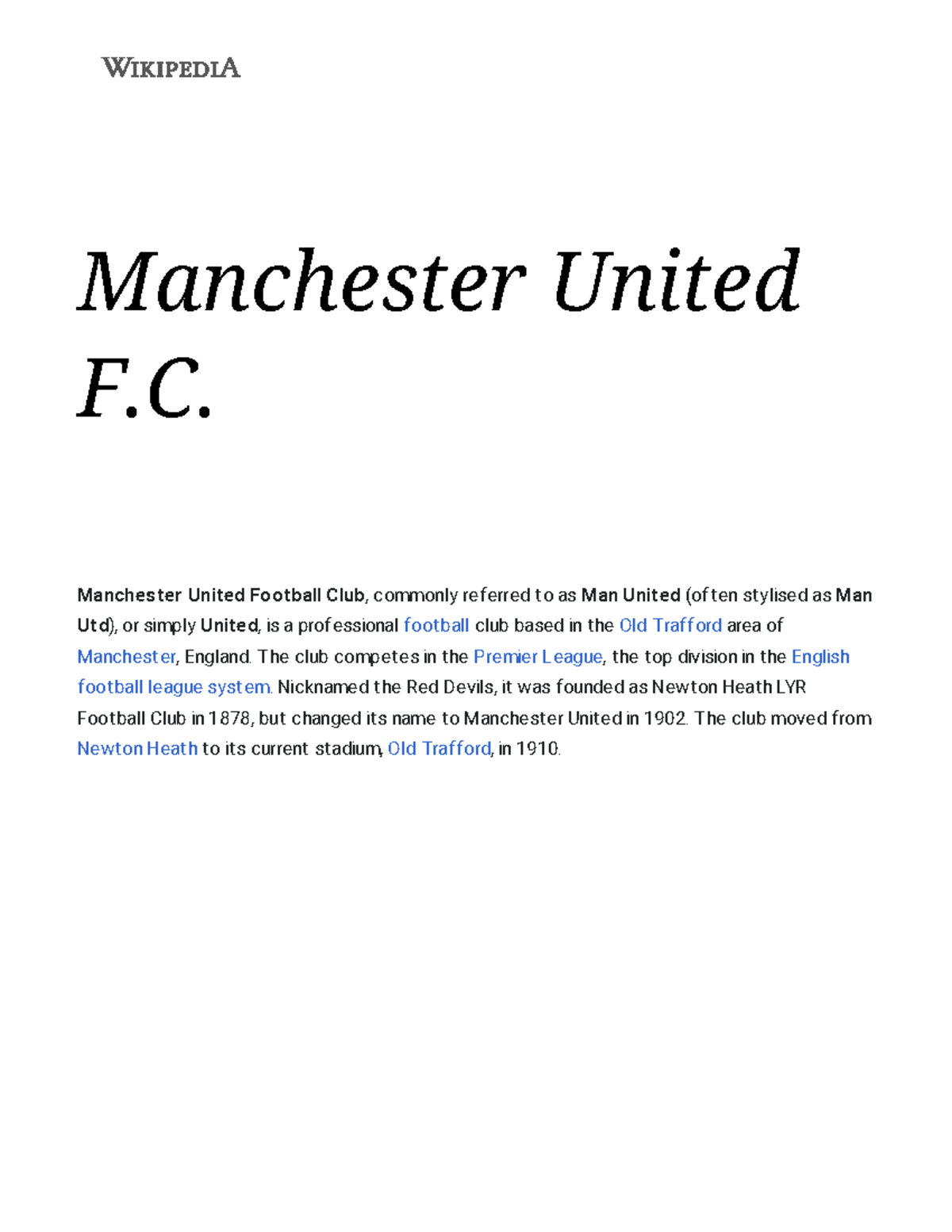 Manchester United F.C. - Wikipedia