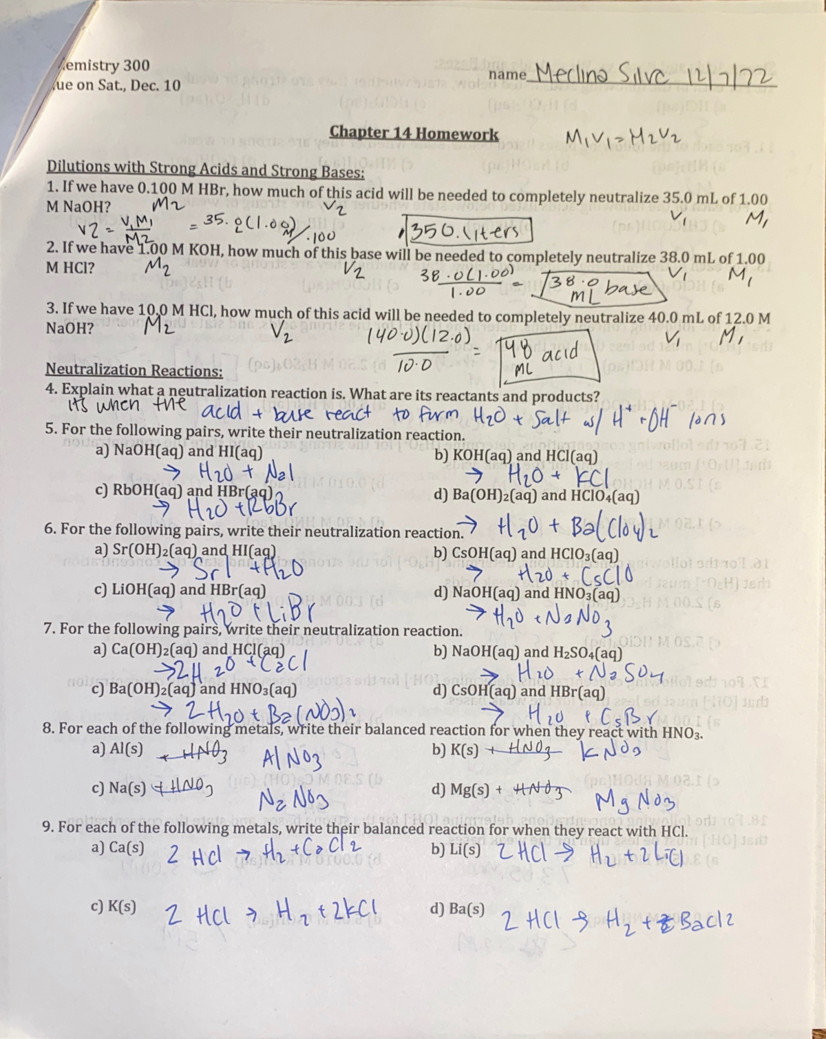 Ch 14 - Chapter 14 Hw assignment - CHEM 300 - Studocu