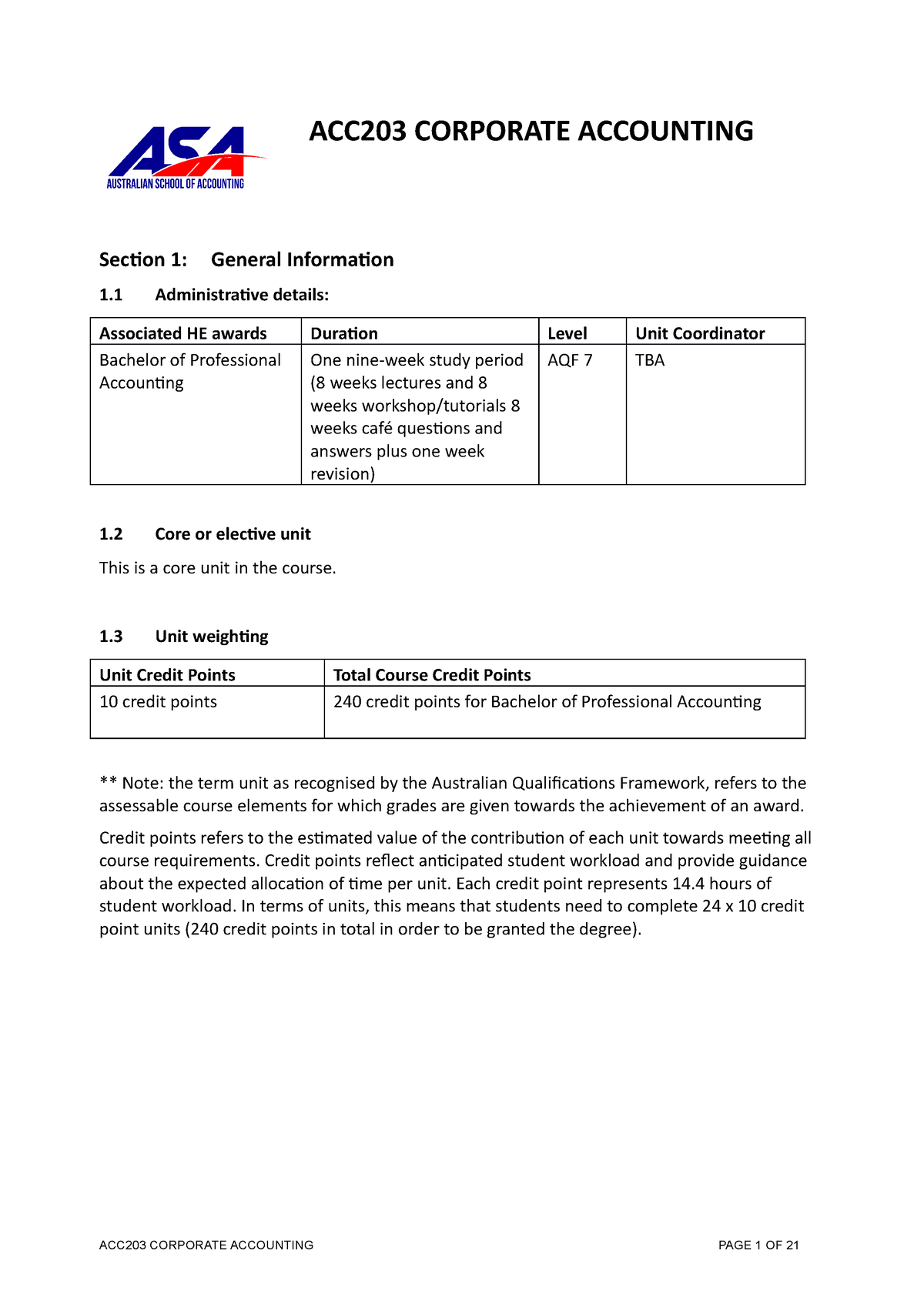 ACC203 Corporate Accounting - ACC203 CORPORATE ACCOUNTING Section 1 ...