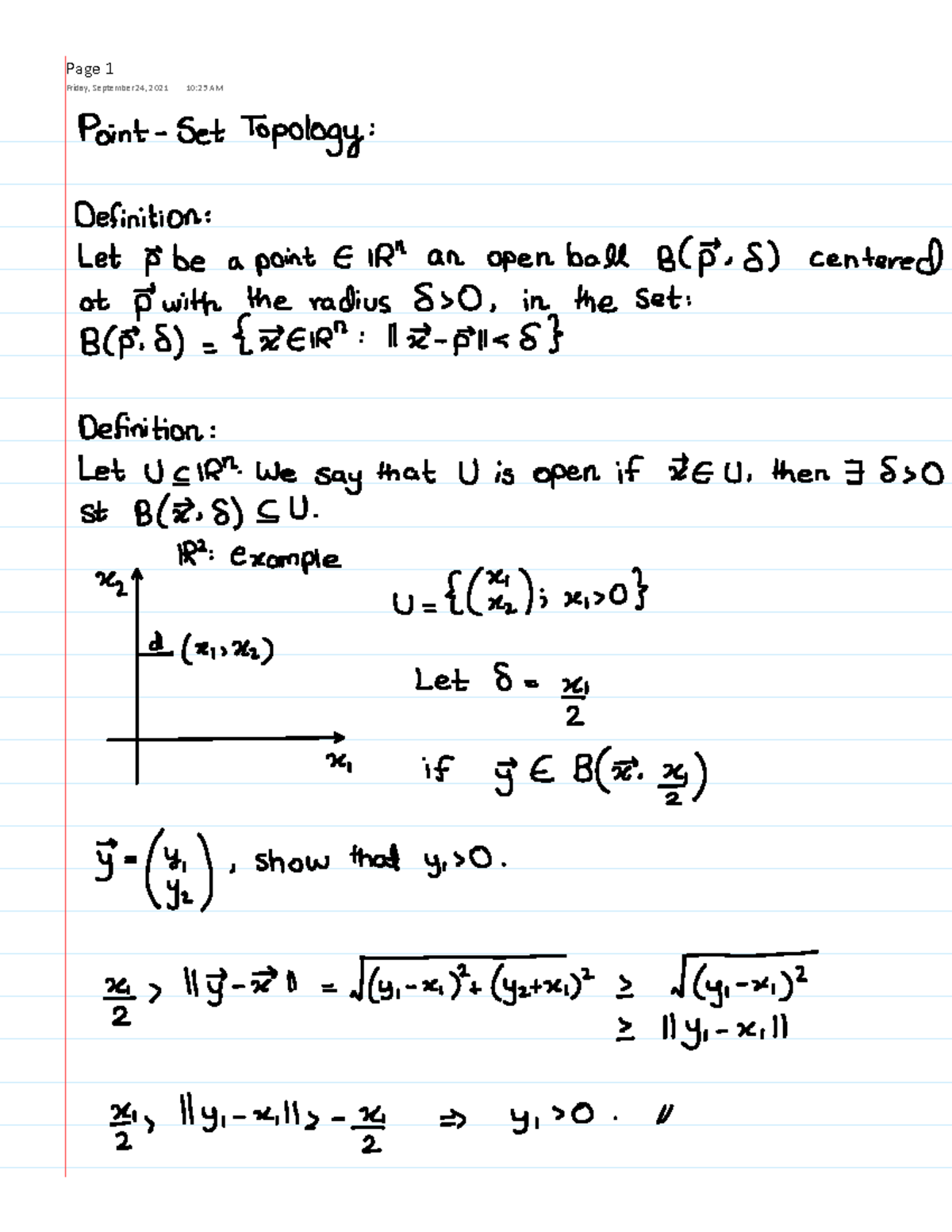 Point-Set Topology - MATH2500 - WĂŐĞ ϭ &ƌŝĚĂLJ͕ ^ĞƉƚĞŵďĞƌ Ϯκ͕ ϮϬϮϭ ...