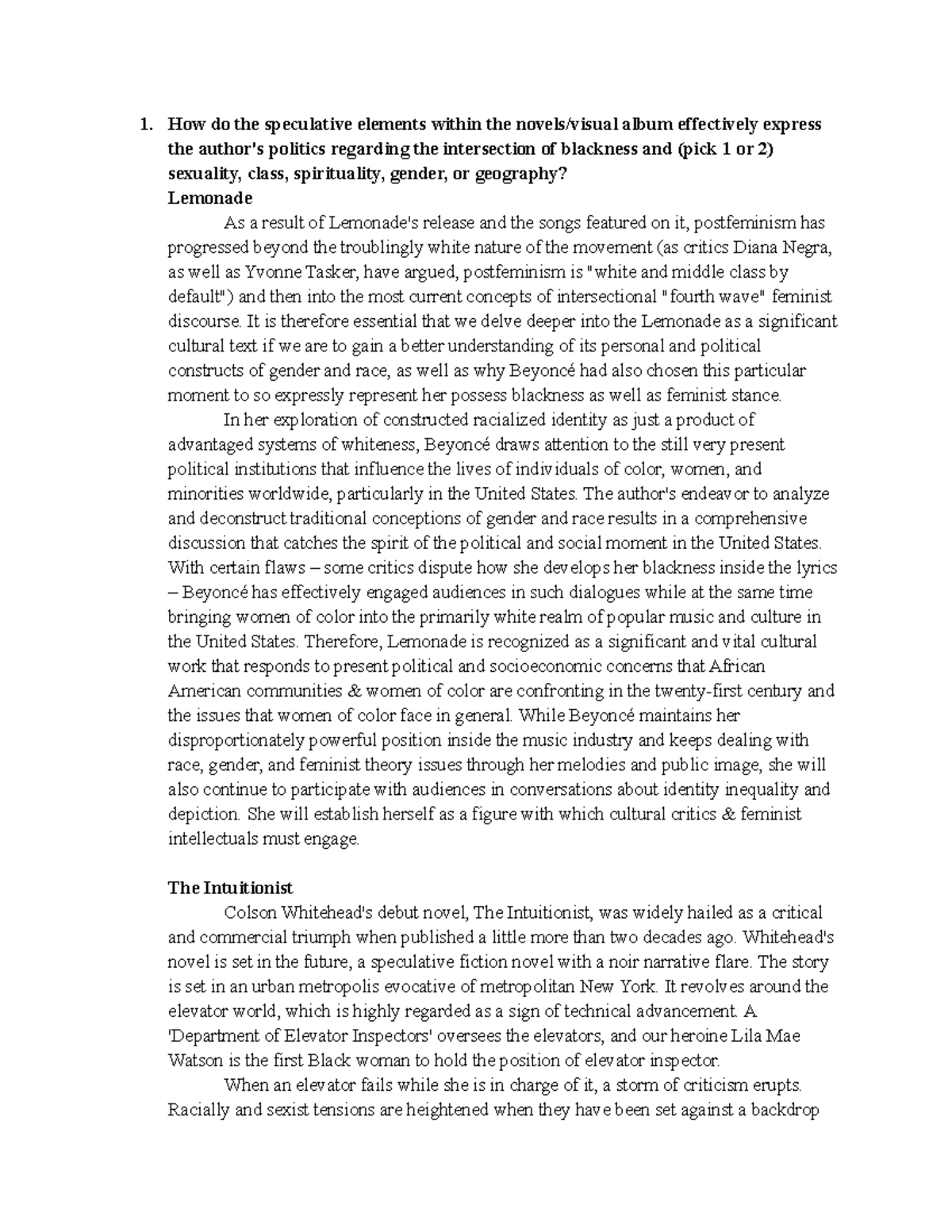 Critical Essay Part 1 ABC How do the speculative elements within