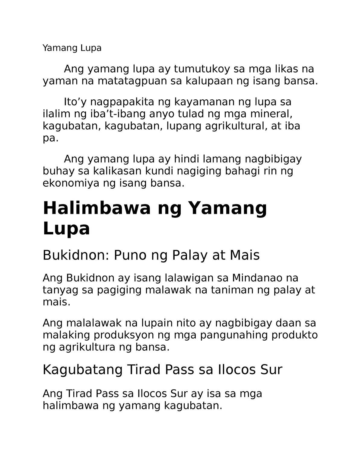 Mga Likas Yaman Ng Pilipinas Yamang Lupa Ang Yamang Lupa Ay Tumutukoy Sa Mga Likas Na Yaman Na 2534