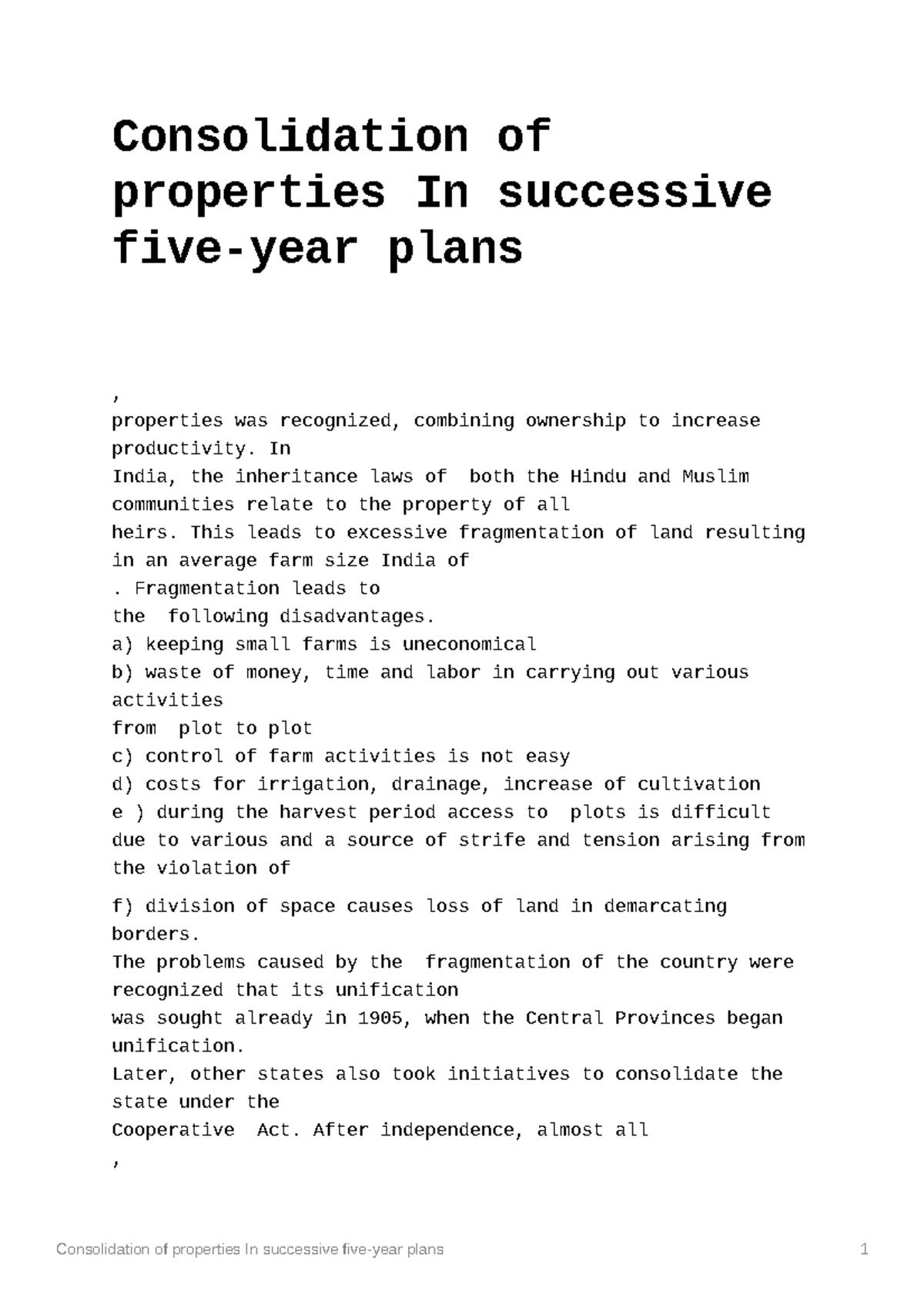 consolidation-of-properties-in-successive-five-year-plans-in-india