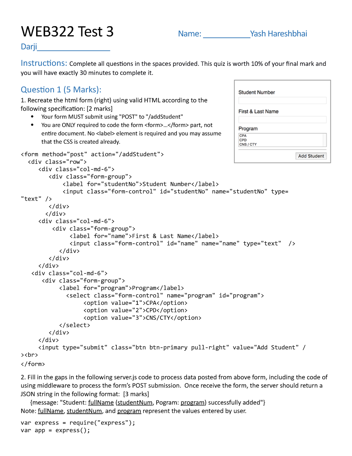 web322 assignment 3