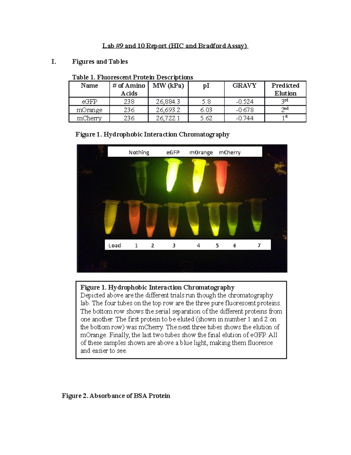 HIC and Bradford Assay Lab Report Lab 9 and 10 Report (HIC and