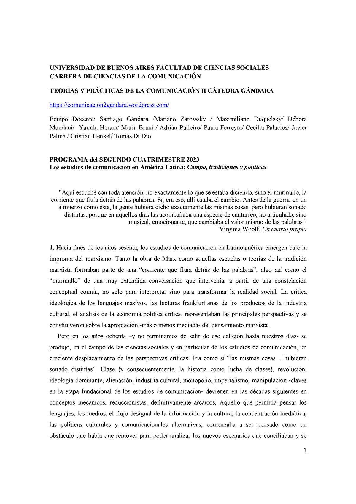 Programa T y Pde la Comunicación 2 - 2do Cuat. 2023 (Gándara ...