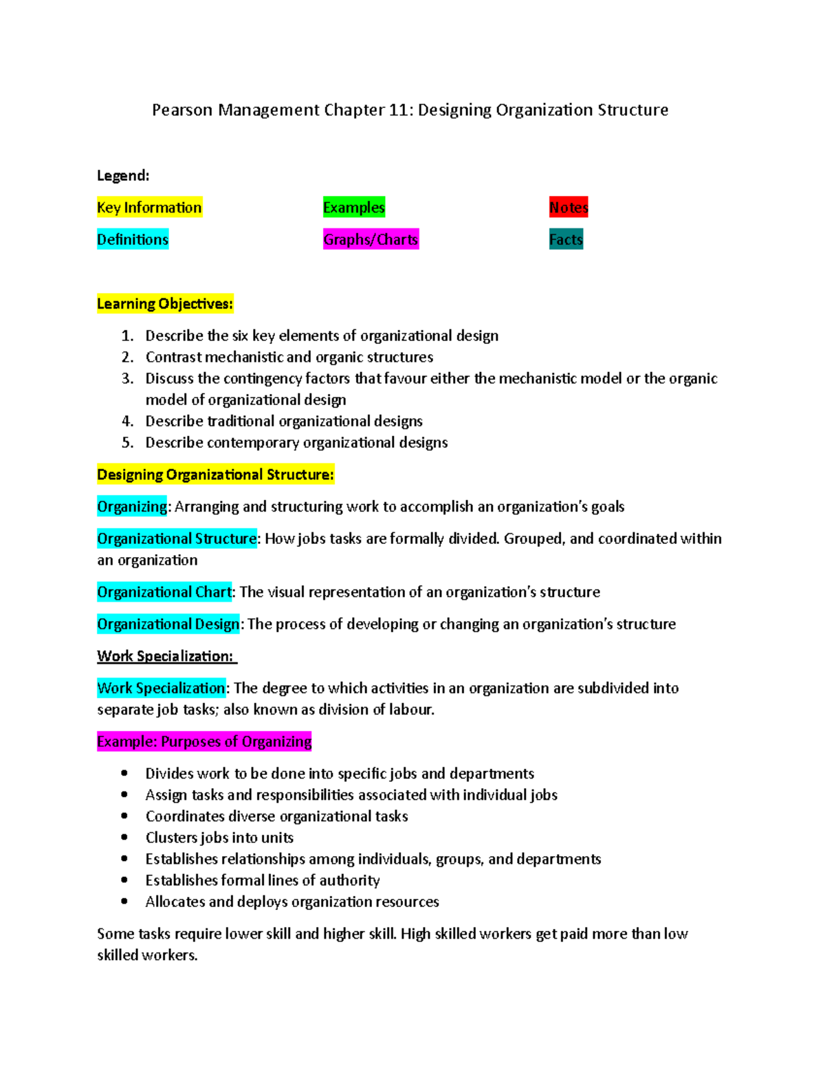 Chapter 11 Pearson Textbook Designing Organizational Structure ...