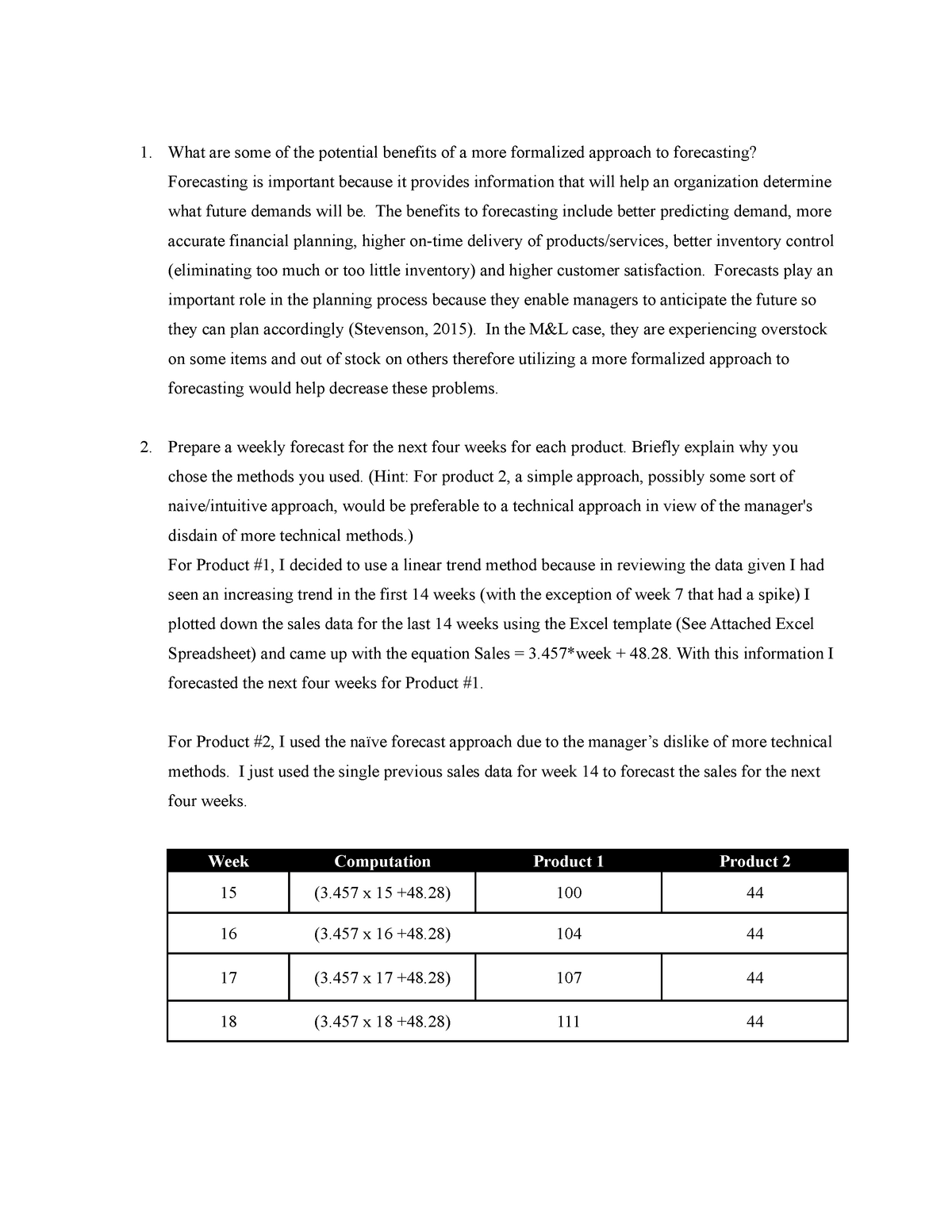 m&l manufacturing case study answers