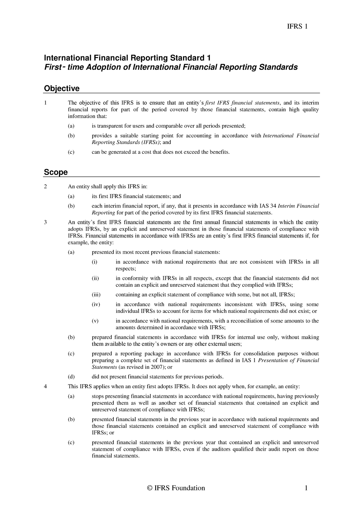 1. IFRS 01 - Asd - International Financial Reporting Standard 1 First ...