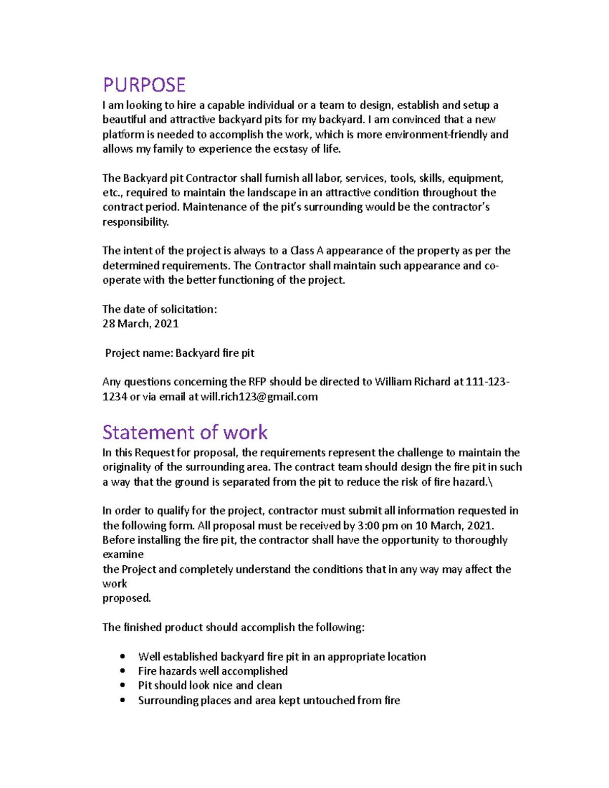 RFP Assignment - RPF - PURPOSE I am looking to hire a capable ...