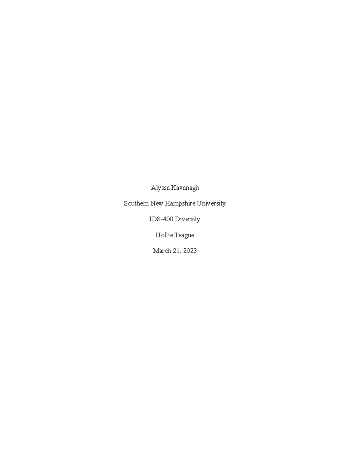 6-2 activity - coursework - Alyssa Kavanagh Southern New Hampshire ...