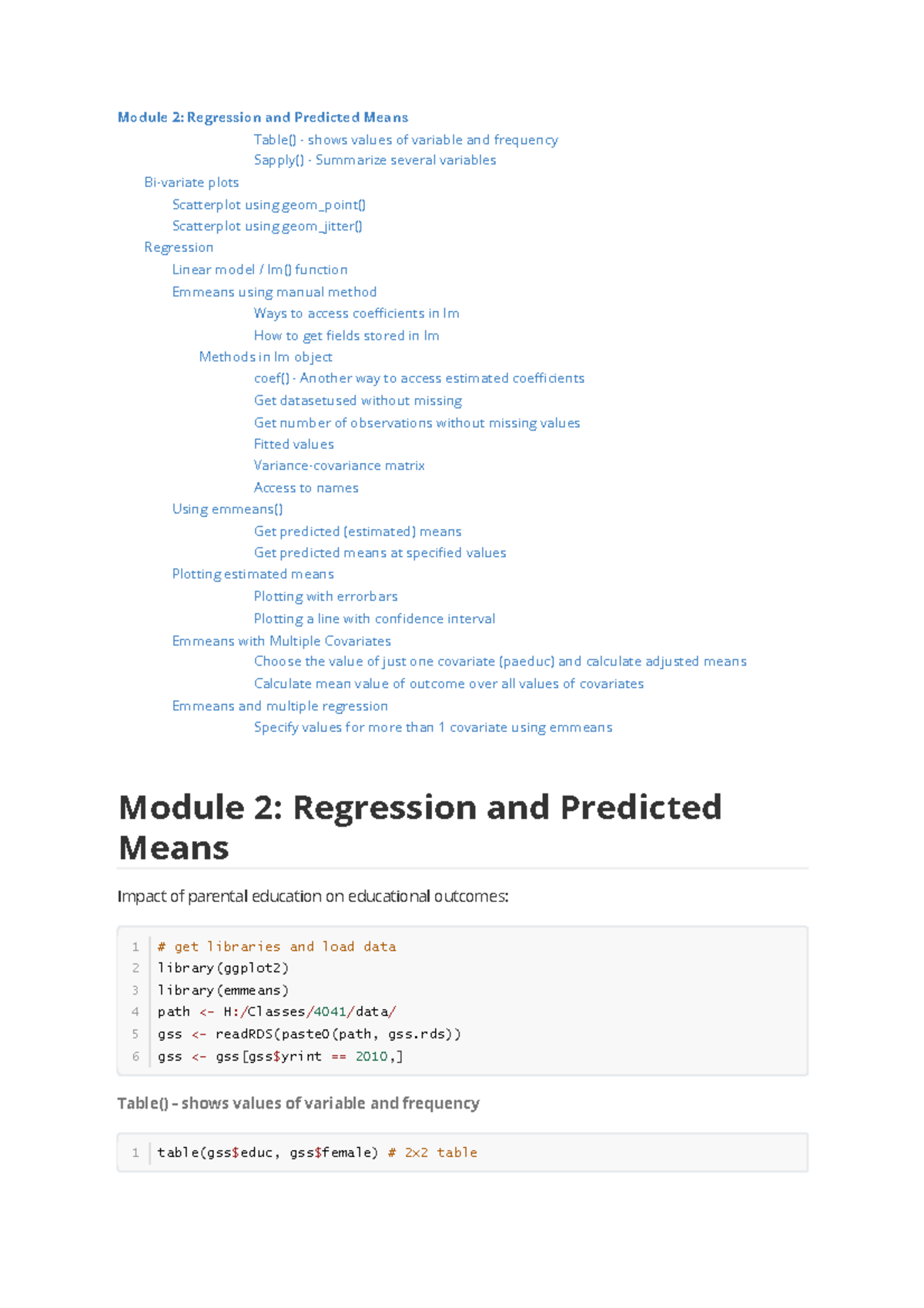 Module 2 - Regression and Predicted Means - Module 2: Regression and ...