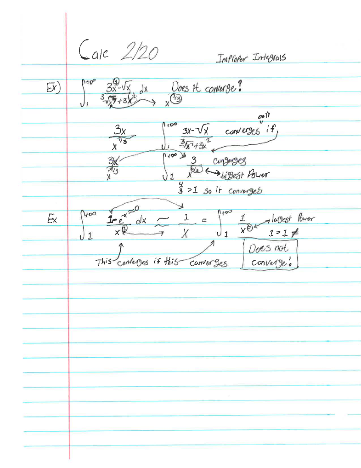 Improper Integrals Examples