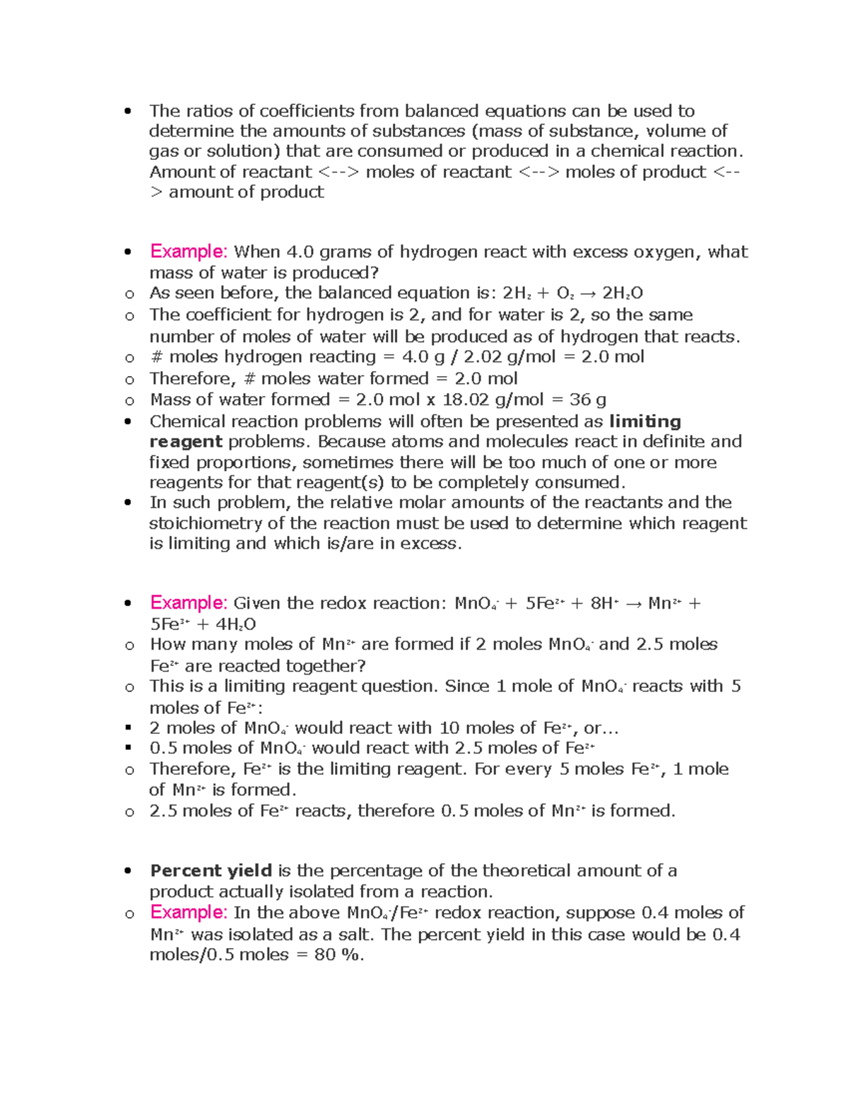 Using Ratios in Chemical Reactions - Studocu