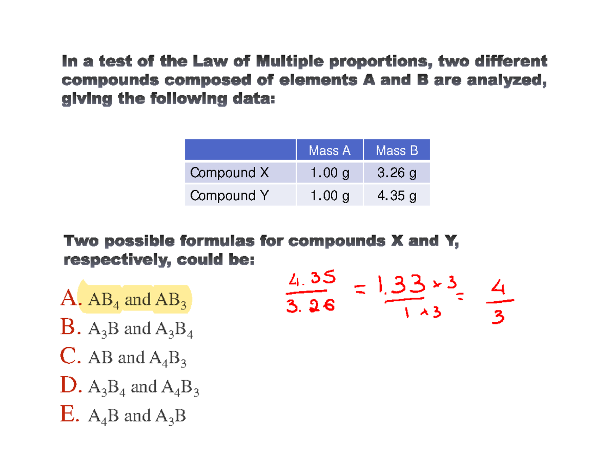 Lecture 04 Sept14 - A. AB 4 and AB 3 B. A 3 B and A 3 B 4 C. AB and A 4 ...